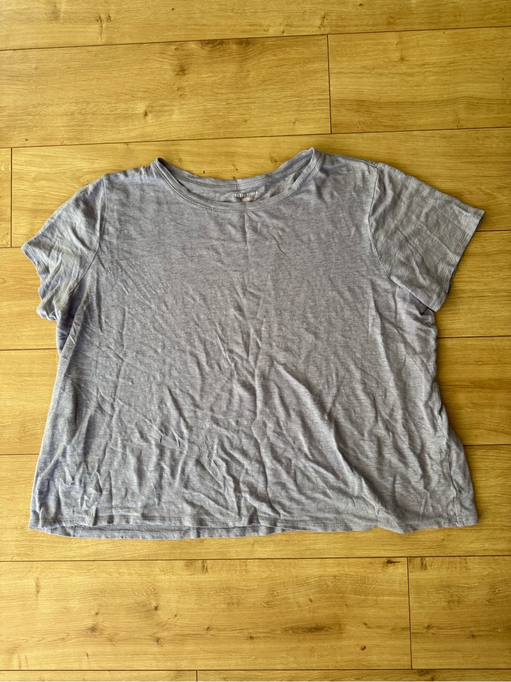 Eileen Fisher Lavender 100% Organic Linen Crew Neck Short Sleeve Tee XL